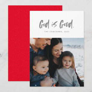 Gott ist gut religiöse Weihnachtsfotokarte in Rot Feiertagskarte