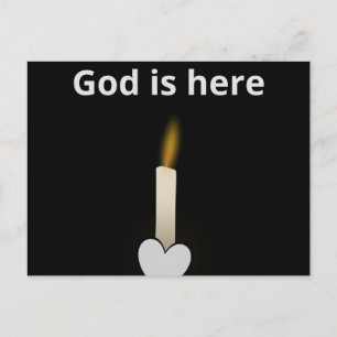 Gott ist hier, schöne Botschaft Kerze Postkarte