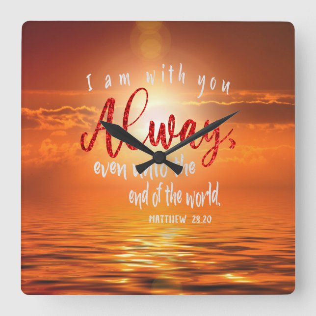 Gott ist immer WIth You Ocean Sunset Quadratische Wanduhr (Vorderseite)
