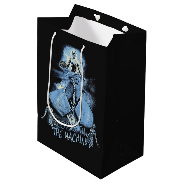 Gott ist in der Maschine - Techno-Dystopisches Des Mittlere Geschenktüte (Vorderseite Schrägansicht)