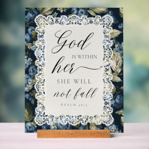 Gott ist in ihr Psalm 46,5 Elegantes blaues Flor Acrylschild