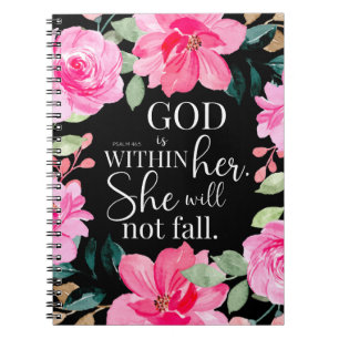 Gott ist in ihr - Psalm 46:5 Rosa Bläserin Notizblock