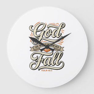 Gott ist in ihr, sie wird nicht fallen Vintage-Shi Große Wanduhr