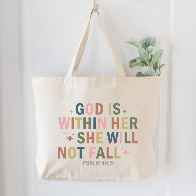 Gott ist in ihrem Christlichen Frauengedanken Jumbo Stoffbeutel (God Is Within Her Christian Women Faith Based Large Tote Bag)