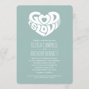 Gott ist Liebe-Bibel-Vers-christliche Hochzeit Einladung