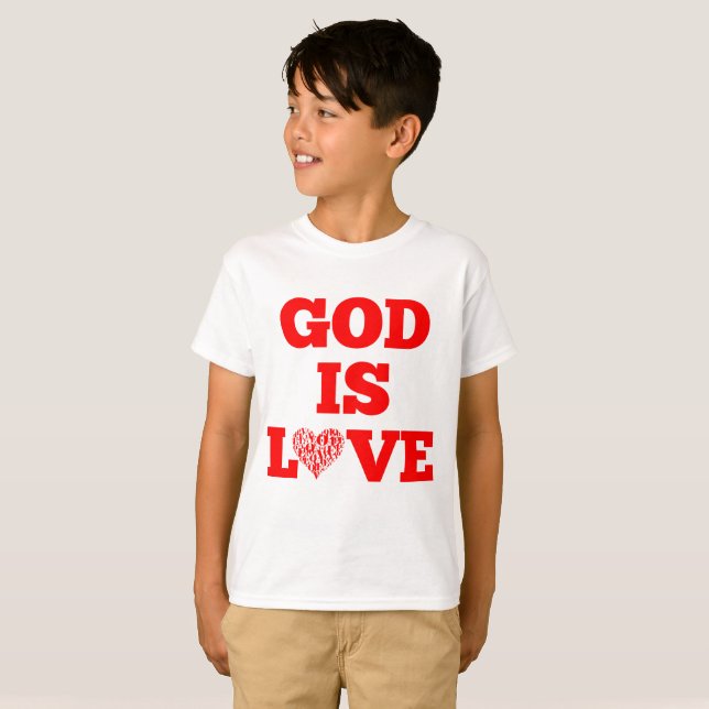 Gott ist Liebe Bibel Zitat Boys T-Shirt (Vorne ganz)
