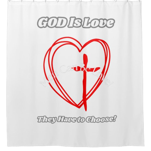 "Gott ist Liebe." Duschvorhang (Vorderseite)