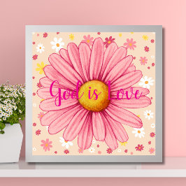 Gott ist Liebe farbenfrohe rosa Sonnenblumenzitat Poster
