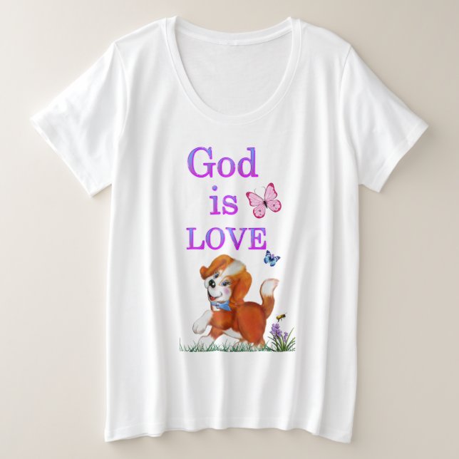 Gott ist Liebe Große Größe T-Shirt (Design vorne)