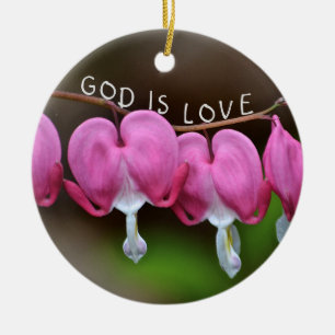 Gott ist Liebe Herz Keramik Ornament