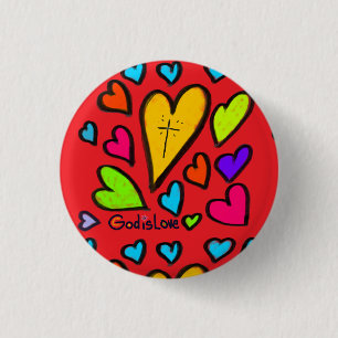 Gott ist Liebe mit Herzen Christlich Button