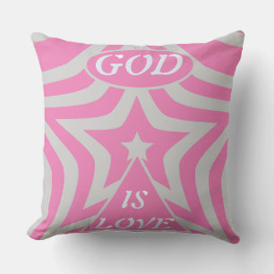 "Gott ist Liebe" Pastell Rosa & Grau Stern Christl Kissen