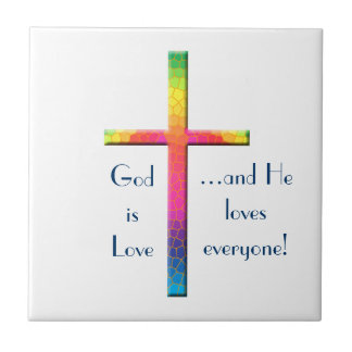 Gott ist Liebe-Regenbogen Mosaik-Kreuz Fliese