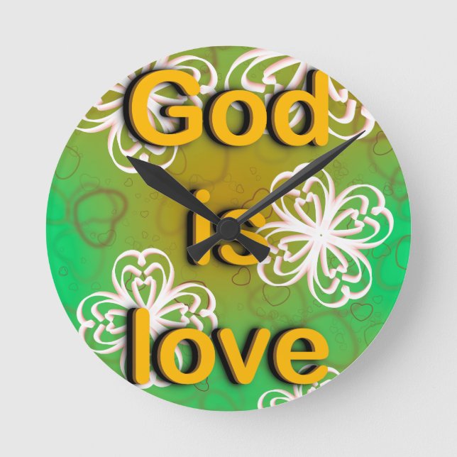 Gott ist Liebe Runde Wanduhr (Vorderseite)