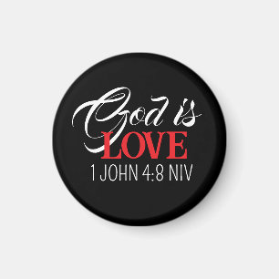 Gott ist Liebe Schwarze und rote Bibelstelle Glaub Magnet