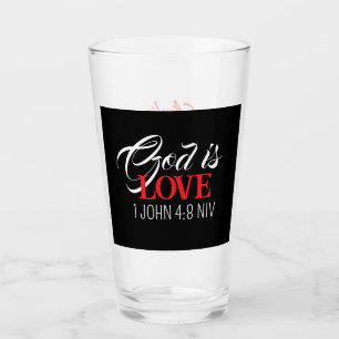 Gott ist Liebe Schwarze und rote Bibelverse Glaube Glas