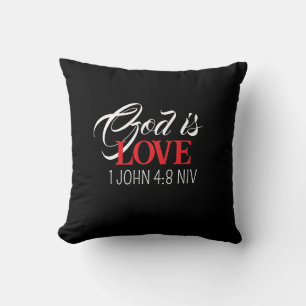 Gott ist Liebe Schwarze und rote Bibelverse Glaube Kissen