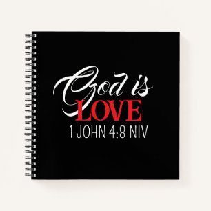 Gott ist Liebe Schwarze und rote Bibelverse Glaube Notizbuch
