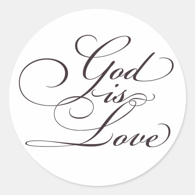 Gott ist Liebe Script Christlich Hochzeitsticker Runder Aufkleber (Vorderseite)