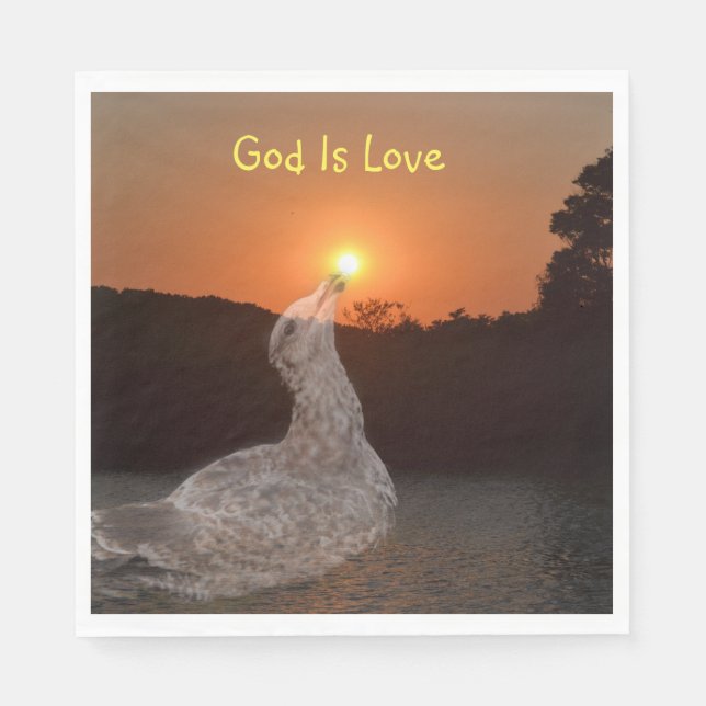 Gott ist Liebe Sonnenuntergang Serviette (Vorderseite)