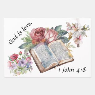 Gott ist Liebe - tröstendes Design Geschenkpapier Set