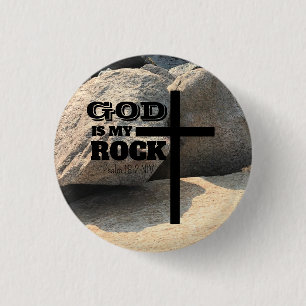 Gott ist mein Fels Bibelvers schwarzes Kreuz chris Button