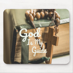 Gott ist mein Führerbibel und Rosary Cross Mousepad