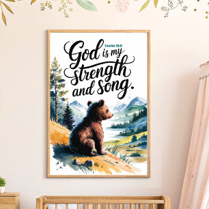 Gott ist meine Kraft Christliches Kinderzimmer Kin Poster