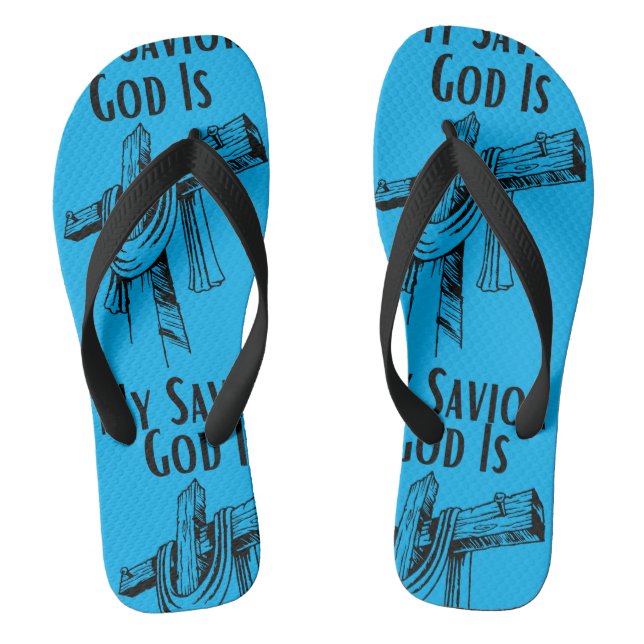 Gott ist meine Retter-Bibel Christlich-Theme-Aqua Flip Flops (Fußbett)