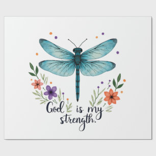 Gott ist meine Stärke Floral Libelle Christliches Geschenkpapier