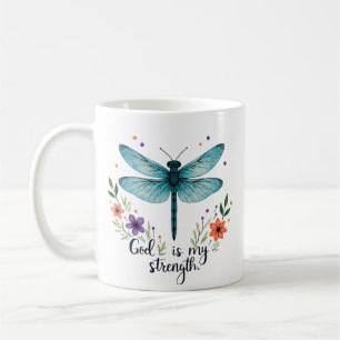 Gott ist meine Stärke Floraler Libellen-Christ-T-S Kaffeetasse