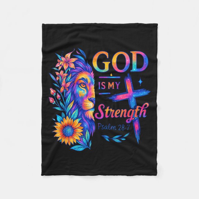 Gott ist meine Stärke Psalm 28_7 Löwe Tee Fleecedecke (Vorderseite)