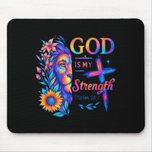 Gott ist meine Stärke Psalm 28_7 Löwe Tee Mousepad