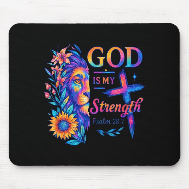 Gott ist meine Stärke Psalm 28_7 Löwe Tee Mousepad (Vorne)