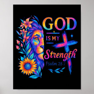 Gott ist meine Stärke Psalm 28_7 Löwen-T-Shirt  Poster