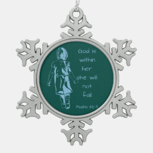 Gott ist mit ihr, sie wird kein Zitat zur Schrift  Schneeflocken Zinn-Ornament