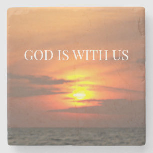 "Gott ist mit uns Sunrise Minimalist Design" Steinuntersetzer