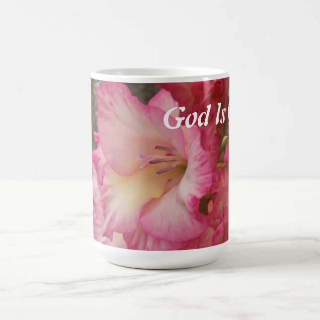 Gott ist - rosa Blume Tasse gut (Mittel)