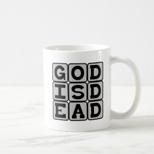 Gott ist tot, Nietzsche Atheist behauptet Kaffeetasse