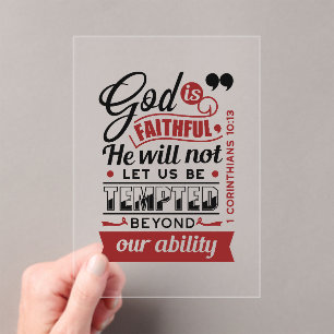 Gott ist treu – 1. Korinther 10,13 Bibelvers Acryleinladungen