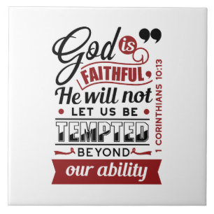 Gott ist treu – 1. Korinther 10,13 Bibelvers Fliese
