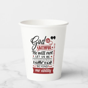 Gott ist treu – 1. Korinther 10,13 Bibelvers Pappbecher