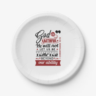 Gott ist treu – 1. Korinther 10,13 Bibelvers Pappteller