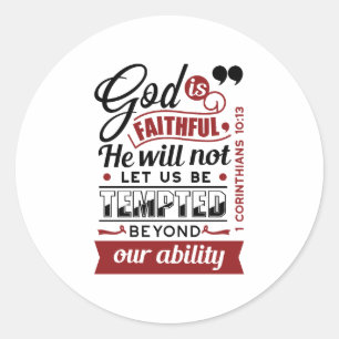 Gott ist treu – 1. Korinther 10,13 Bibelvers Runder Aufkleber