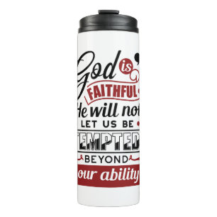 Gott ist treu – 1. Korinther 10,13 Bibelvers Thermosbecher