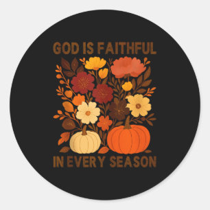 Gott ist treu in jeder Jahreszeit, Floral Herbst H Runder Aufkleber
