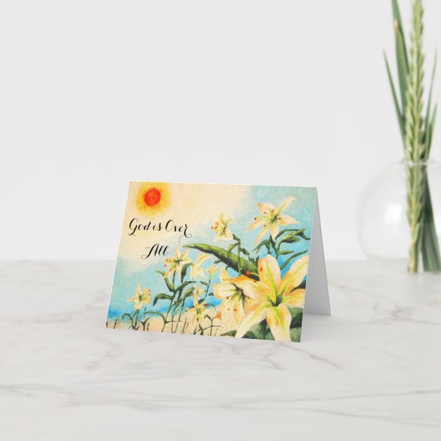 Gott ist über die gesamte Original Art Lilly Grußk Dankeskarte (Vorderseite)