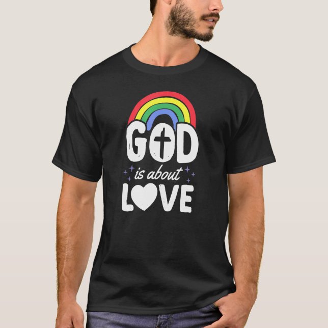Gott ist über Liebe Christlicher Gay Pride Bohemis T-Shirt (Vorderseite)
