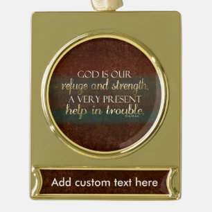 Gott ist unsere Zuflucht Christliche Verse Brown/G Banner-Ornament Gold