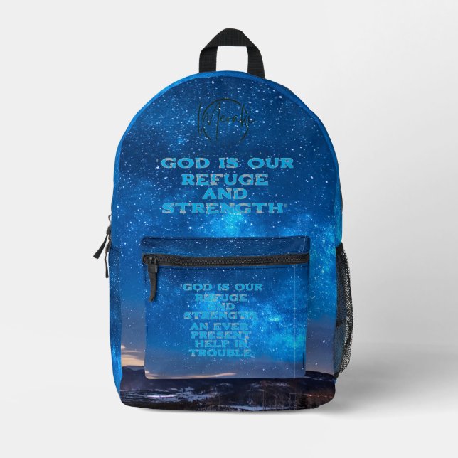 Gott ist unsere Zuflucht Psalm 46:1-2 Rucksack (Vorderseite)